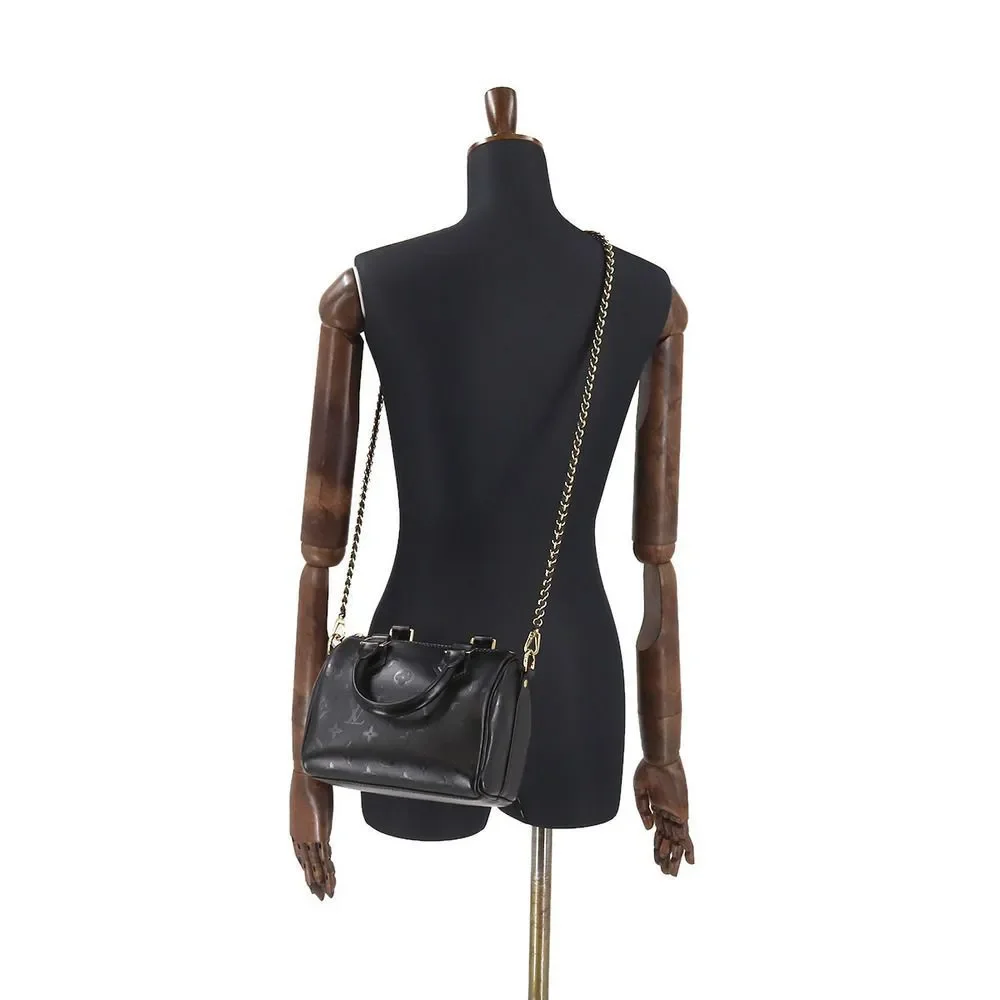 Louis Vuitton Speedy BB Empreinte Leather Chain Shoulder Bag Black